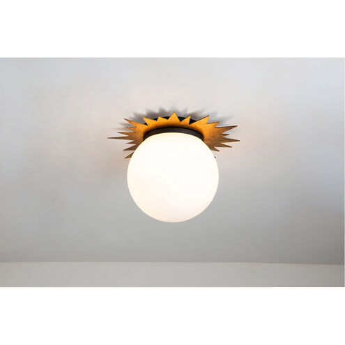 Soleil 3 Light WZC+Gold Bath/Flush Mounts Ceiling Light in Weather Zinc and Gold Leaf with Antique